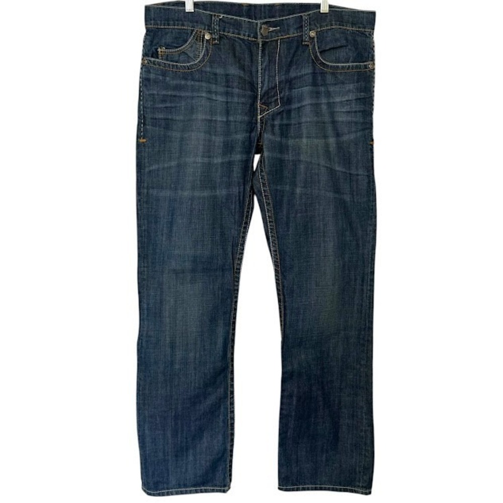 Monarchy Denim Straight‎ Leg Embroidered Dark Wash Jeans Mens 36
